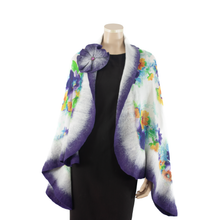 Charger l'image dans la galerie, Vibrant purple flowers shawl #228-26