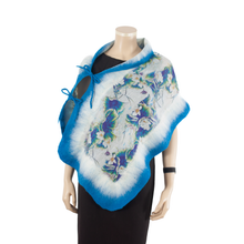 Load image into Gallery viewer, Linked azure white scarf #168-1
