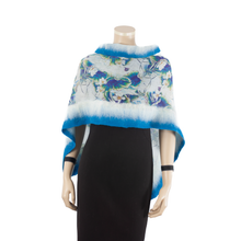 Load image into Gallery viewer, Linked azure white scarf #168-1