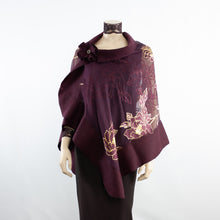 Load image into Gallery viewer, Exclusive burgundy gold flowers silk shawl #268-5