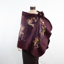 Load image into Gallery viewer, Exclusive burgundy gold flowers silk shawl #268-5