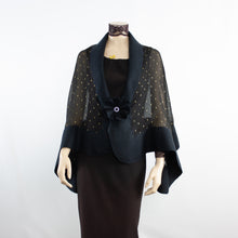 Charger l'image dans la galerie, Exclusive black gold flowers silk shawl #268-2