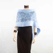 Load image into Gallery viewer, Linked blue flowers scarf #168-39