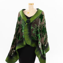 Load image into Gallery viewer, Exclusive green flowers silk shawl #268-6