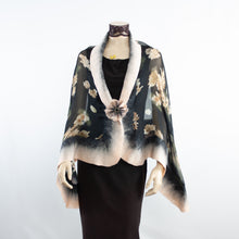Charger l'image dans la galerie, Vibrant flowers on black shawl #228-21