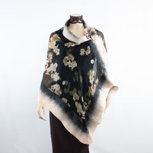 Charger l'image dans la galerie, Vibrant flowers on black shawl #228-21