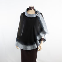 Charger l'image dans la galerie, Premium black and grey silk shawl #248-14 -2