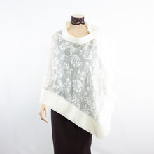 Load image into Gallery viewer, Exclusive white flowers silk shawl #268-3