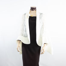 Load image into Gallery viewer, Exclusive white flowers silk shawl #268-3