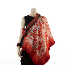 Load image into Gallery viewer, Vibrant red flowers shawl #228-14