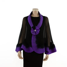 Charger l'image dans la galerie, Premium black and violet silk shawl #248-24