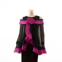 Charger l'image dans la galerie, Premium black and magenta silk shawl #248-21