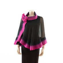 Charger l'image dans la galerie, Premium black and magenta silk shawl #248-21