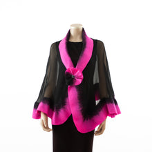 Charger l'image dans la galerie, Premium black and hot rose silk shawl #248-22