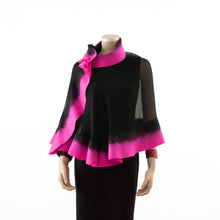 Charger l'image dans la galerie, Premium black and hot rose silk shawl #248-22