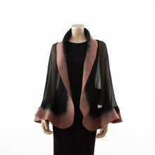 Load image into Gallery viewer, Premium black and caramel silk shawl #248-27