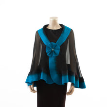 Charger l'image dans la galerie, Premium black and turquoise silk shawl #248-13