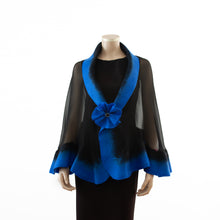 Charger l'image dans la galerie, Premium black and royal blue silk shawl #248-8