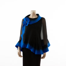 Charger l'image dans la galerie, Premium black and royal blue silk shawl #248-8