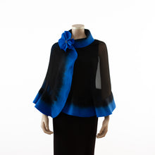 Charger l'image dans la galerie, Premium black and royal blue silk shawl #248-8