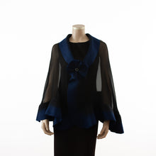 Charger l'image dans la galerie, Premium black and navy blue silk shawl #248-9