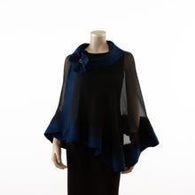 Charger l'image dans la galerie, Premium black and navy blue silk shawl #248-9