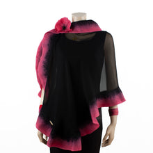 Charger l'image dans la galerie, Premium black and salmon pink silk shawl #248-19