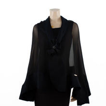 Charger l'image dans la galerie, Premium pure black silk shawl #248-1