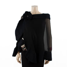 Charger l'image dans la galerie, Premium pure black silk shawl #248-1