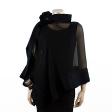 Charger l'image dans la galerie, Premium pure black silk shawl #248-1