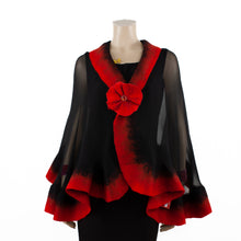 Load image into Gallery viewer, Premium black and red silk shawl #248-4