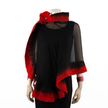 Load image into Gallery viewer, Premium black and red silk shawl #248-4