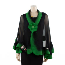 Charger l'image dans la galerie, Premium black and green silk shawl #248-15