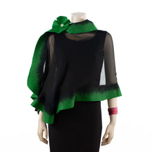 Charger l'image dans la galerie, Premium black and green silk shawl #248-15