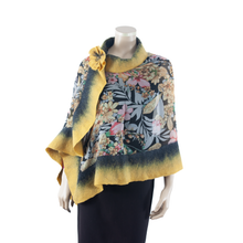 Load image into Gallery viewer, Vibrant yellow black shawl #228-29
