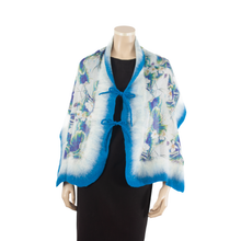 Load image into Gallery viewer, Linked  azure white scarf #168-1
