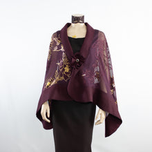 Load image into Gallery viewer, Exclusive burgundy gold flowers silk shawl #268-5
