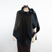 Charger l'image dans la galerie, Exclusive black gold flowers silk shawl #268-2
