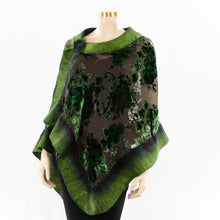 Load image into Gallery viewer, Exclusive green flowers silk shawl #268-6
