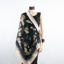 Charger l'image dans la galerie, Vibrant  flowers on black shawl #228-21
