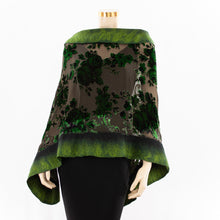 Load image into Gallery viewer, Exclusive green flowers silk shawl #268-6
