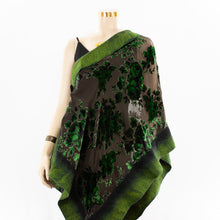 Load image into Gallery viewer, Exclusive green flowers silk shawl #268-6
