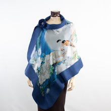 Charger l'image dans la galerie, Vibrant bird blue shawl #228-2
