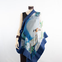 Charger l'image dans la galerie, Vibrant bird blue shawl #228-2
