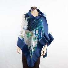 Charger l'image dans la galerie, Vibrant bird blue shawl #228-2
