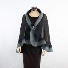 Charger l'image dans la galerie, Premium black and grey silk shawl #248-14 -1
