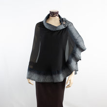 Charger l'image dans la galerie, Premium black and grey silk shawl #248-14 -1
