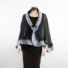 Charger l'image dans la galerie, Premium black and grey silk shawl #248-14 -2
