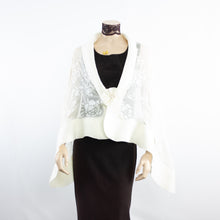 Load image into Gallery viewer, Exclusive white flowers silk shawl #268-3

