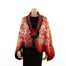 Load image into Gallery viewer, Vibrant red flowers shawl #228-14

